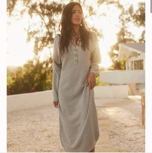 Free People Beach Hailee Sweater Midi Dress in Heather Grey small